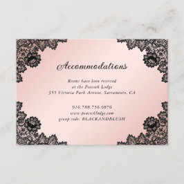 Schwarz-Rosa-Blumenlatte Hochzeitsdetails Begleitkarte