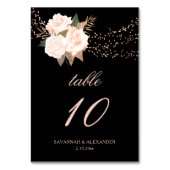 Schwarz-Rosa-Blumenstrauß-Lichter Hochzeiten Tischnummer (Rückseite)