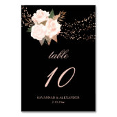 Schwarz-Rosa-Blumenstrauß-Lichter Hochzeiten Tischnummer (Vorderseite)