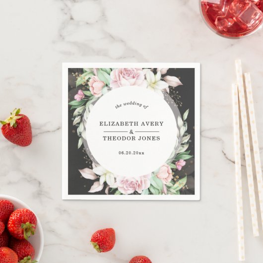 Schwarz-Rosa-Blumenzehen Serviette (Beispiel)