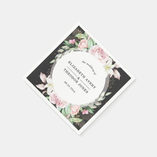 Schwarz-Rosa-Blumenzehen Serviette (Ecke)