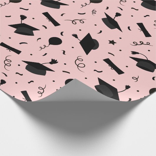Schwarz-Rosa-Blush-Graduierungstest Geschenkpapier (Ecke)