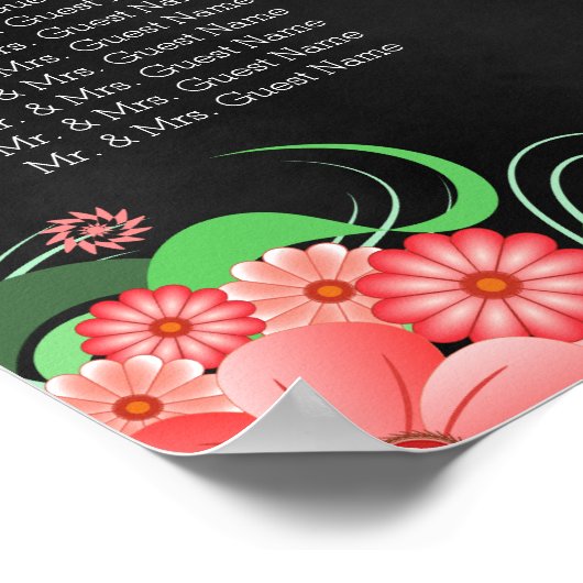 Schwarz-Rosa-Blütenblätter 9 Poster (Ecke)