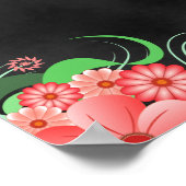 Schwarz-Rosa-Blütenunterlage DIY 13 Tischplattenta Poster (Ecke)