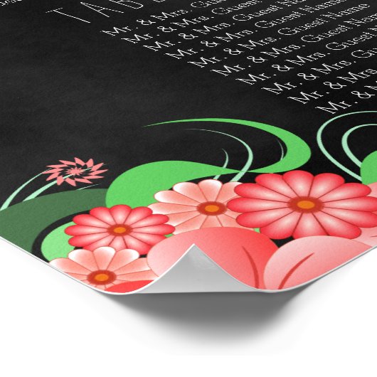 Schwarz-Rosa-Blütenunterlage DIY 15 Tischplattenta Poster (Ecke)