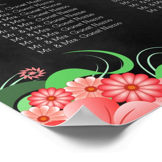 Schwarz-Rosa-Blütenunterlage DIY 16 Tischplattenta Poster (Ecke)