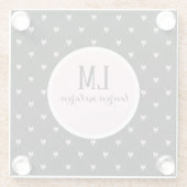 Schwarz & Rosa Bogen Monogramm Glasuntersetzer (Rückseite)