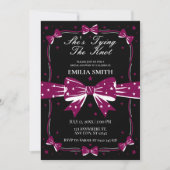 Schwarz-Rosa-Bögen Sie bindet das Brautparty des K Einladung (Vorderseite)