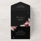 Schwarz, rosa Boho Hochzeit alles in einer Einladu All In One Einladung (Außenbereich)