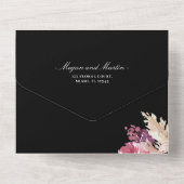 Schwarz, rosa Boho Hochzeit alles in einer Einladu All In One Einladung (Rückseite)