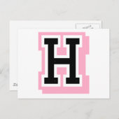 Schwarz-Rosa-Buchstabe H Postkarte (Vorne/Hinten)