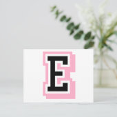 schwarz rosa Buchstaben E Postkarte (Stehend Vorderseite)