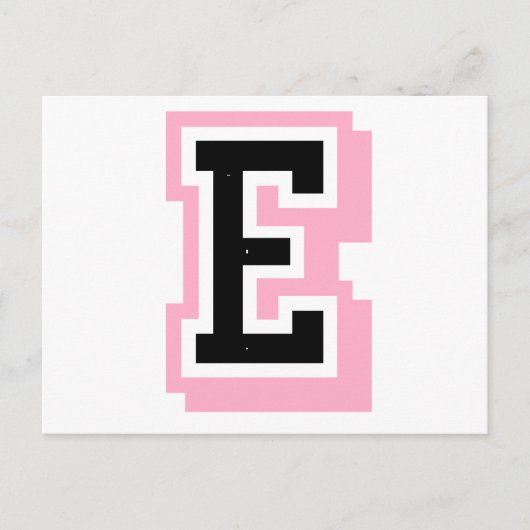schwarz rosa Buchstaben E Postkarte (Vorderseite)