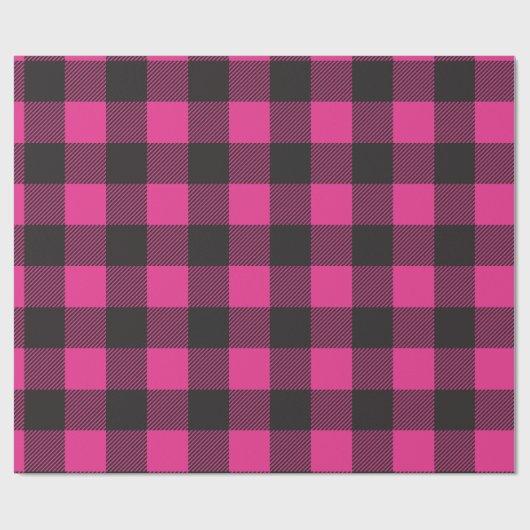 Schwarz-Rosa Buffalo Kariert Geschenkpapier (Flach)