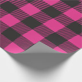 Schwarz-Rosa Buffalo Kariert Geschenkpapier (Ecke)