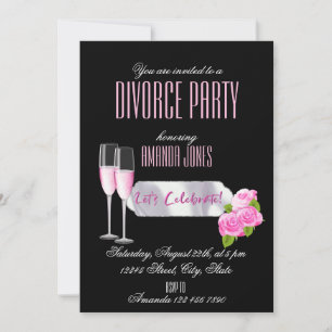 Schwarz-Rosa-Champagner-Party Einladung