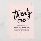 Schwarz/Rosa | Chic 21. 21. Geburtstag Party Einladung (Vorne/Hinten)