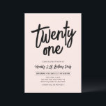 Schwarz/Rosa | Chic 21. 21. Geburtstag Party Einladung<br><div class="desc">Feiern Sie Ihren besonderen Tag mit dieser stilvollen Party Einladung zum 21. Geburtstag. Dieses Design verfügt über ein chic Pinselskript mit einem sauberen Layout in der Farbkombination Schwarz/Rosa. Weitere Designs gibt es in meinem Shop BaraBomDesign.</div>