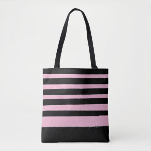 Schwarz Rosa Cool Moderner Streifen Tasche