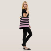 Schwarz Rosa Cool Moderner Streifen Tasche (Am Model)