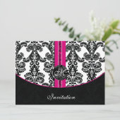 Schwarz-Rosa-Damaskus-Hochzeit Einladung (Stehend Vorderseite)