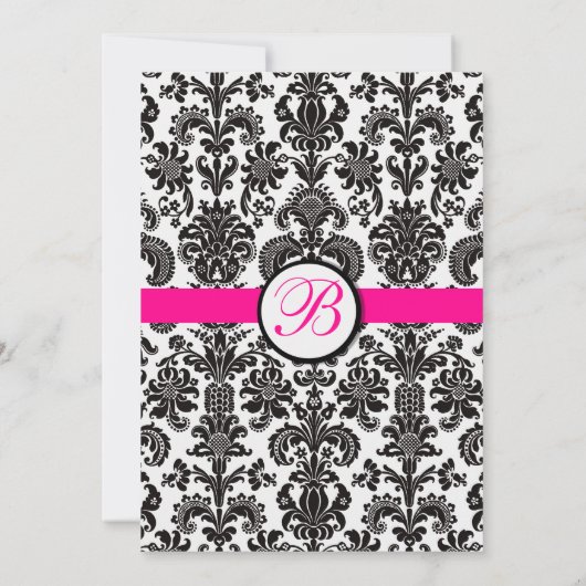 Schwarz-Rosa-Damaskus-Hochzeitseinladung Einladung (Rückseite)