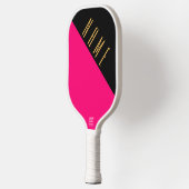 Schwarz-rosa-Diagonal-Farbblock-Text Pickleball Schläger (Links)
