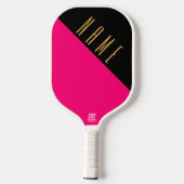 Schwarz-rosa-Diagonal-Farbblock-Text Pickleball Schläger (Rückseite)