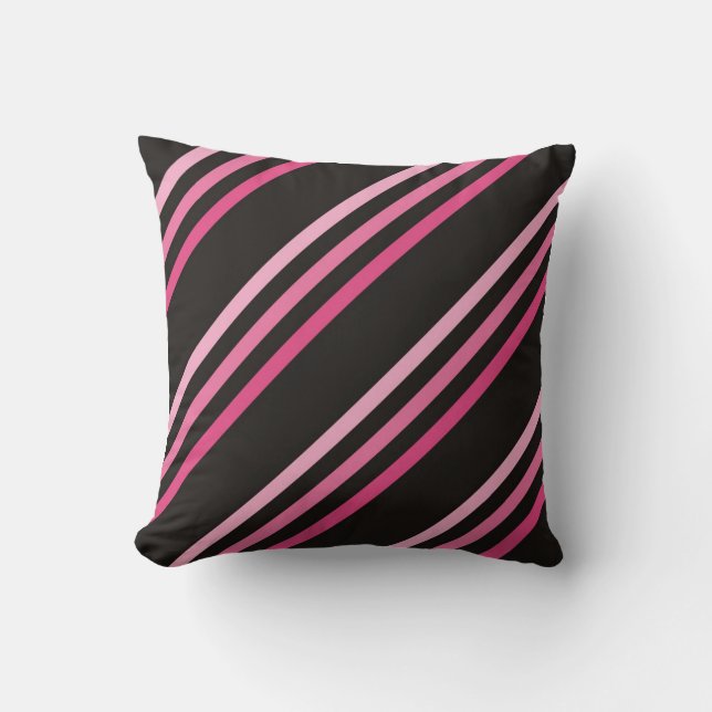 Schwarz-Rosa-Diagonal gestreift MOJO-Pillow Kissen (Vorderseite)