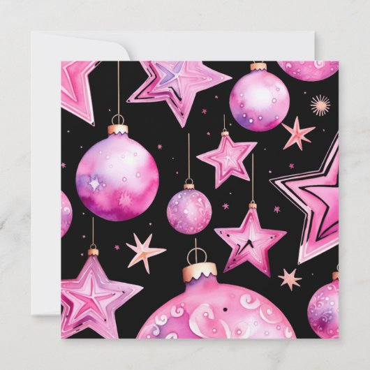 Schwarz-Rosa Dramatische Weihnachtsschmuck Jingle Einladung (Rückseite)