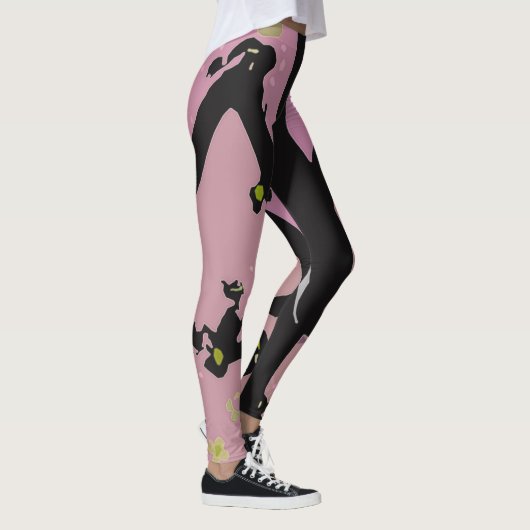 Schwarz-Rosa-Dreh-Flop-Design Leggings (Rechts)