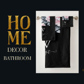 Schwarz & Rosa elegant Moderne, floral Badhandtuch Set