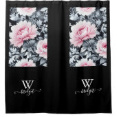 Schwarz & Rosa Elegante Chinoiserie Duschvorhang (Vorderseite)