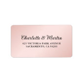 Schwarz Rosa Elegante Hochzeit Adressaufkleber (Vorne)