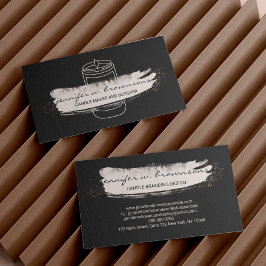 Schwarz Rosa elegante Sockelkerze Visitenkarte