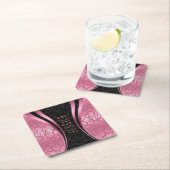 Schwarz-Rosa-Farbtöne: BlumenDamasken Rechteckiger Pappuntersetzer (Vor Ort)