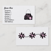 Schwarz-Rosa Feminée Floral Handbag Visitenkarte (Vorne/Hinten)