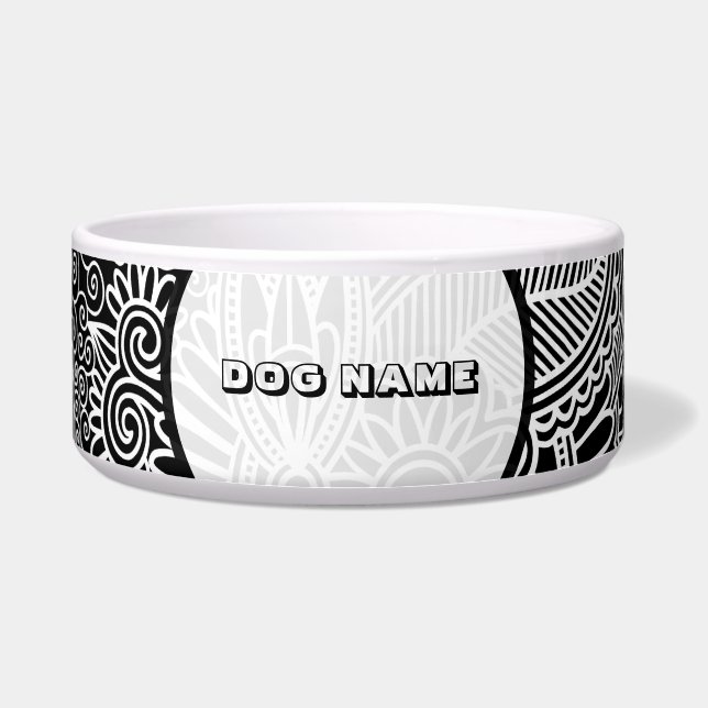 Schwarz/Rosa Fine Line Shading Pattern-Monogrammie Napf (Vorderseite)