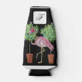 Schwarz-Rosa Flamingos kann Flasche Cooler Flaschenkühler (Vorderseite)