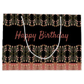 Schwarz-Rosa-Flora Geburtstag Große Geschenktüte (Rückseite)