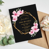 Schwarz-Rosa-Flora Haushalt Geburtstagseinladung