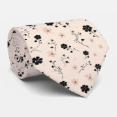 Schwarz-Rosa-Flora Krawatte (Gerollt)