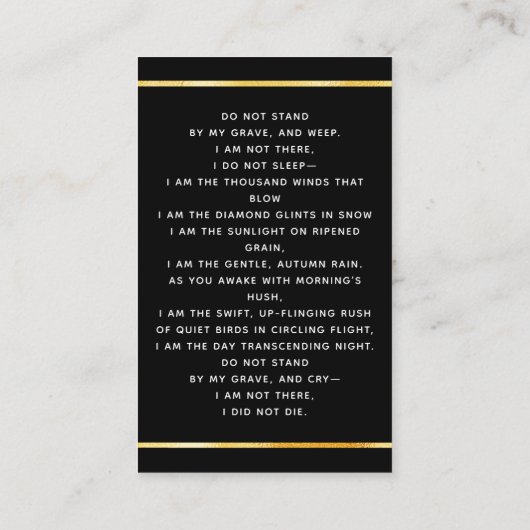 Schwarz-Rosa-Flora Kreuzung Beerdigungskarte Visitenkarte (Rückseite)