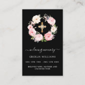 Schwarz-Rosa-Flora Kreuzung Beerdigungskarte Visitenkarte (Vorderseite)