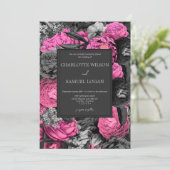 Schwarz-Rosa-Flora | Modern Chic floral Wedding In Einladung (Stehend Vorderseite)