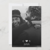 Schwarz-Rosa-Flora | Schwarz-Weiß-Foto-Hochzeit Einladung (Rückseite)