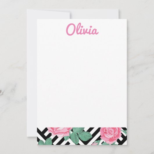 Schwarz-Rosa-Flora-Stationierung Dankeskarte (Vorderseite)