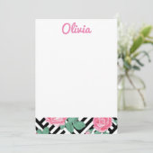 Schwarz-Rosa-Flora-Stationierung Dankeskarte (Stehend Vorderseite)