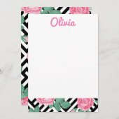 Schwarz-Rosa-Flora-Stationierung Dankeskarte (Vorne/Hinten)