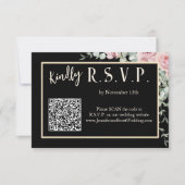 Schwarz-Rosa Floral Boho Hochzeit Einladung UAWG (Vorderseite)